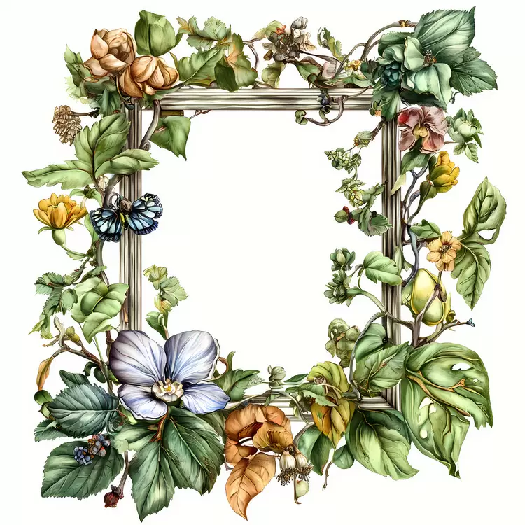 Hand-drawn frame Artistic frame Botanical elements Natural frame Botanical frame