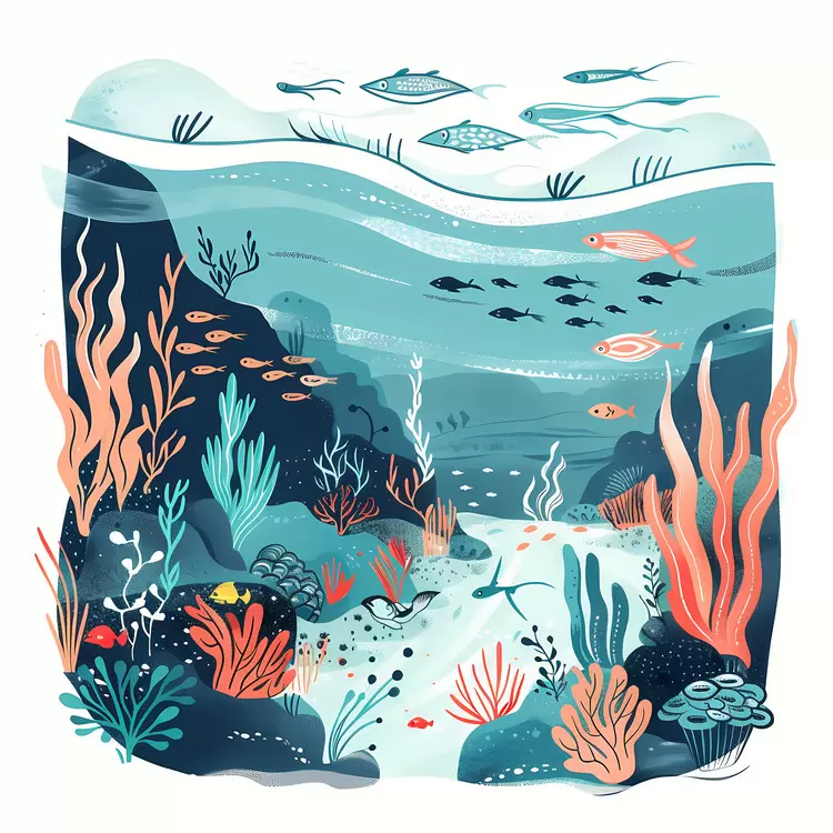 Fish Coral Underwater Seascape Seaweed Turtle