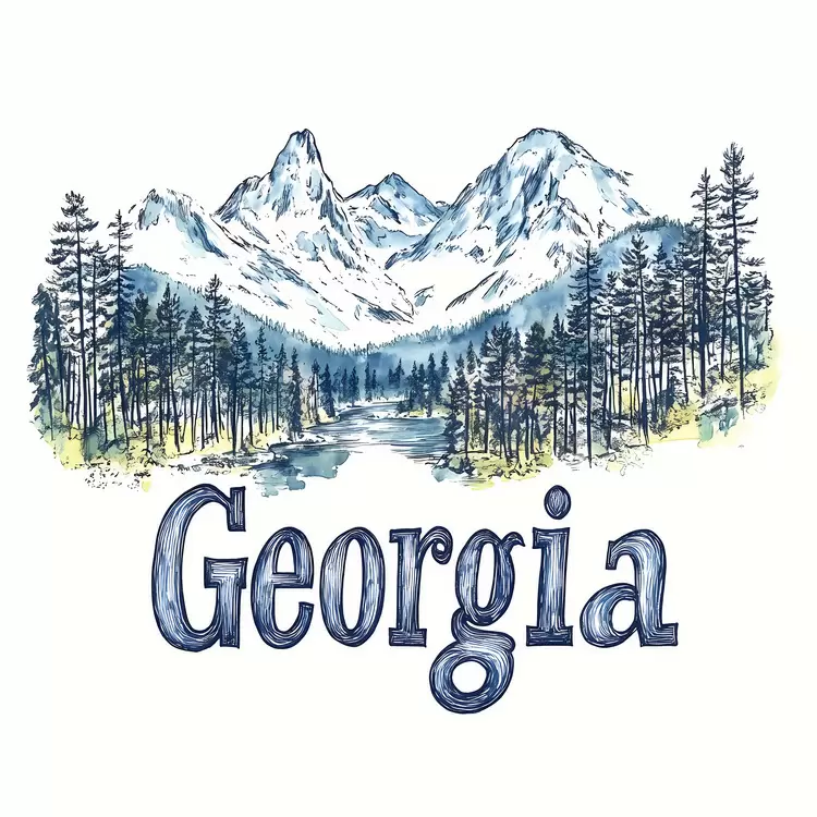 watercolor landscape natural scenic blue