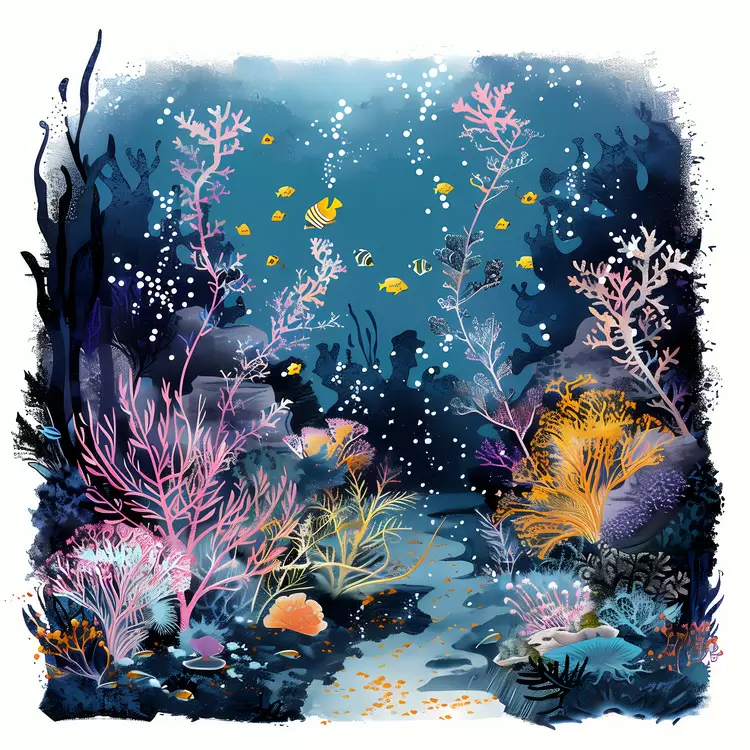 Fish Watercolor Coral Marine Ocean