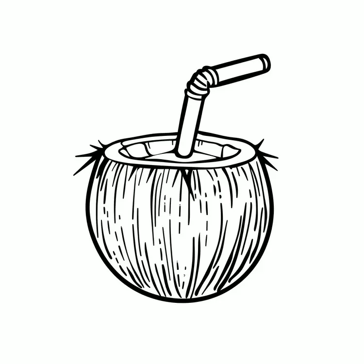 black and white line drawing hand drawn summer theme