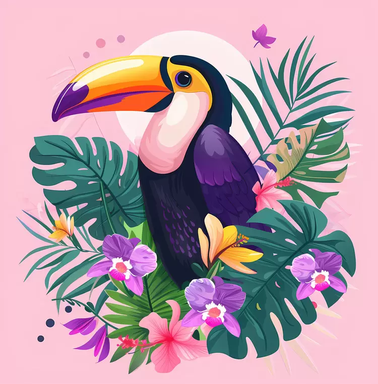parrot wildlife birds toucan in the forest vector
