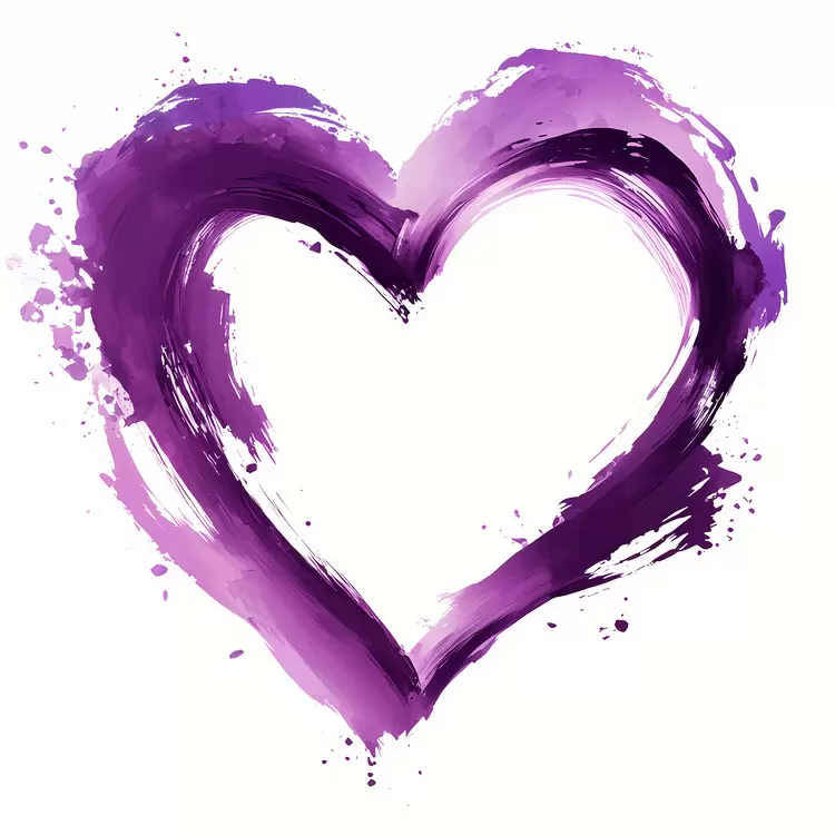 Watercolor Emotion Abstract art Purple Heart Heart shape