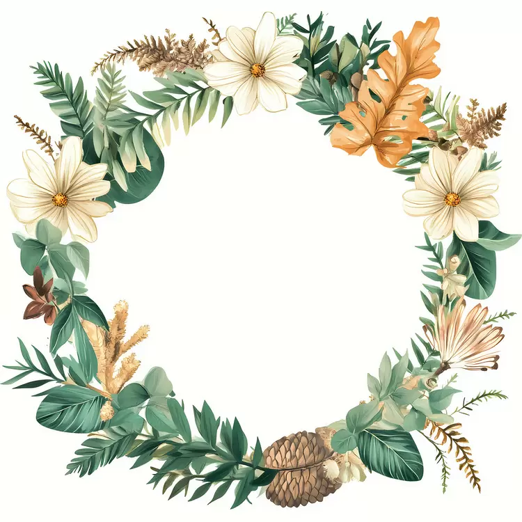 seasonal frame greenery organic shapes August