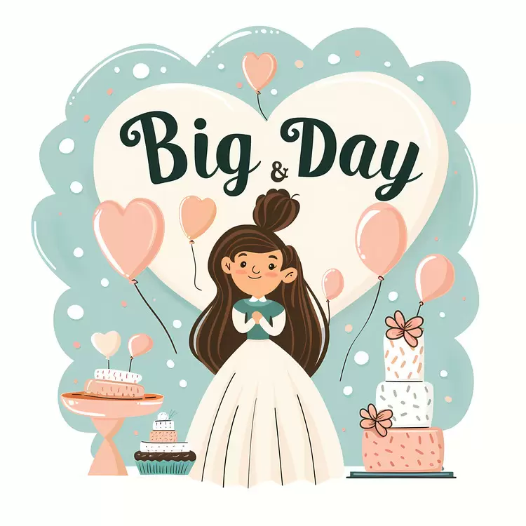 romantic girl bride balloons cake