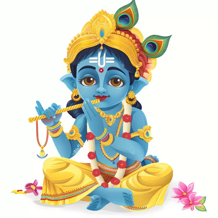 Krishna Janmashtami hindu religious figure lord ganesha sitting on lotus god of success
