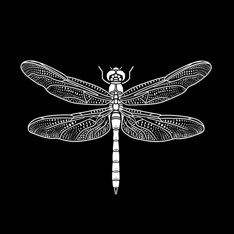 summer theme dragonfly outdoors insect black and white