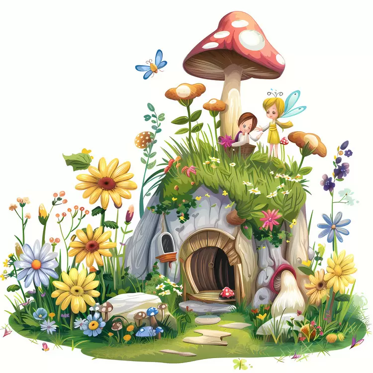 fairy woodland garden nature fantasy illustration