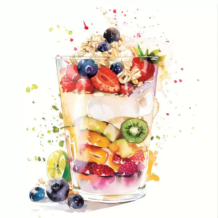 Splashes Dessert yogurt parfait Washing Fruit salad