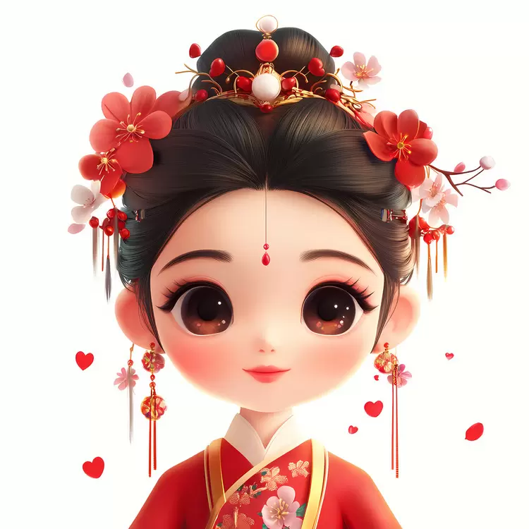 Chinese fairy with intricate headdress Illustration of an Asian woman in a formal gown Animation of a young girl in traditional clothing Illustrated   princess from china Chinese Valentines Day