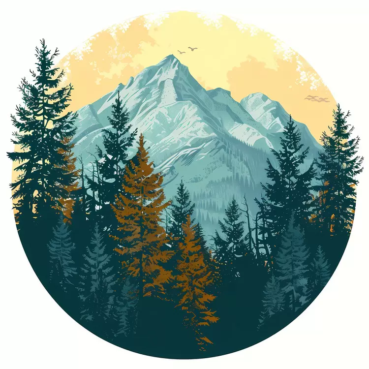 trees mountains sky nature