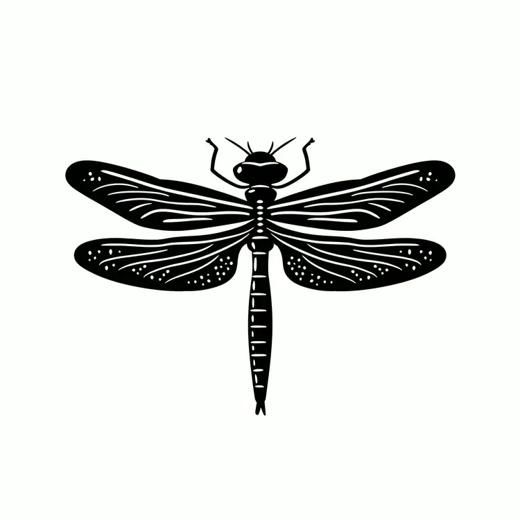 Black and white summer theme Artistic Dragonfly Hand drawn
