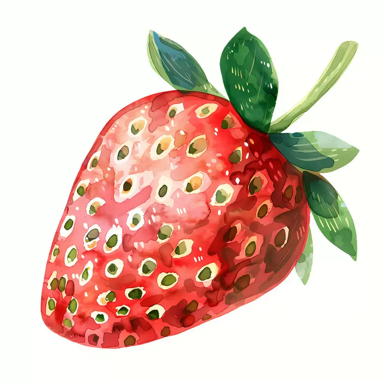 Juicy Watercolor Fresh Strawberry Red