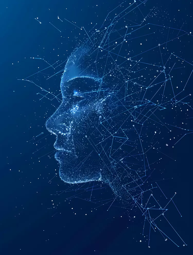 Skull Thought bubble Polygonal lines Futuristic style Technology