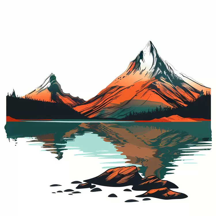 Sky Mountains Watercolors Reflections Clouds