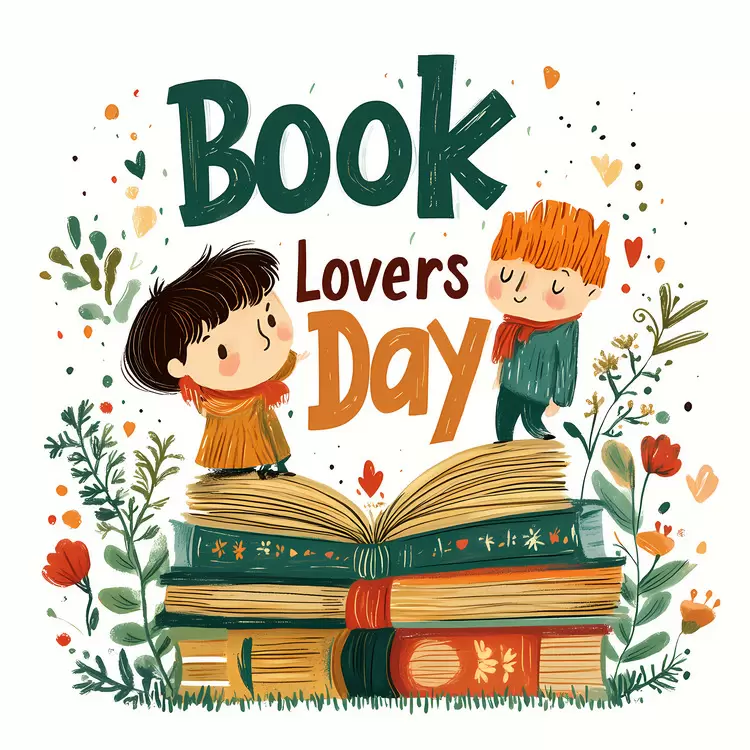 Reading in nature Book lovers day Library books Storybook illustration Children and books