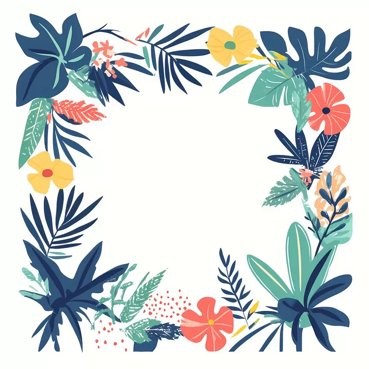 Flower frame Botanical square Botanical border Leaf frame