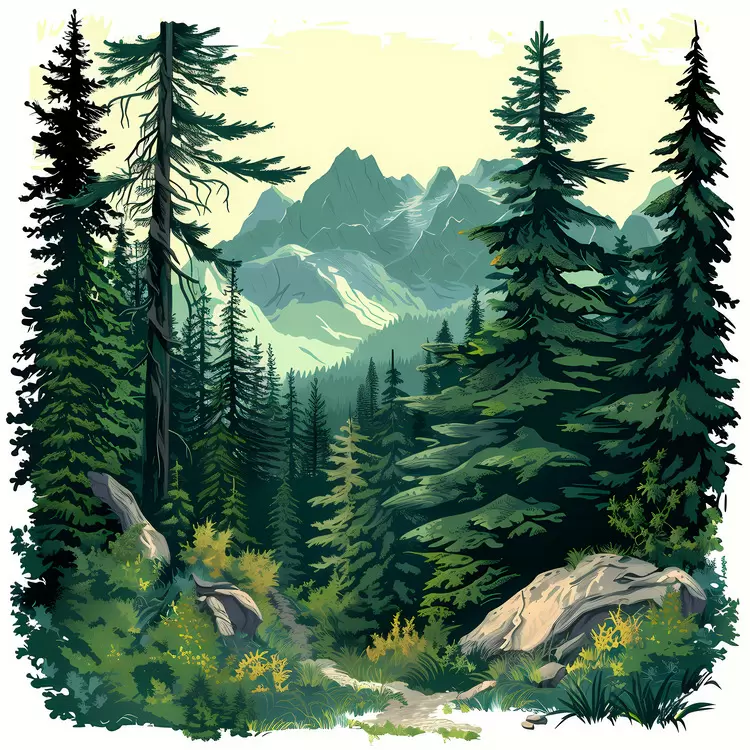 path scenery pine mountains sky