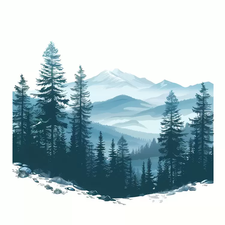 snowy trees scenic winter mountains