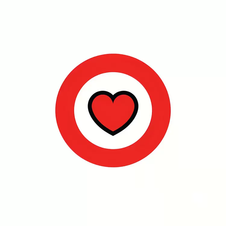 minimalistic mark black and white heart target round shape