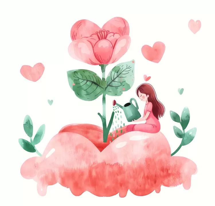 flowers love watering pink hearts