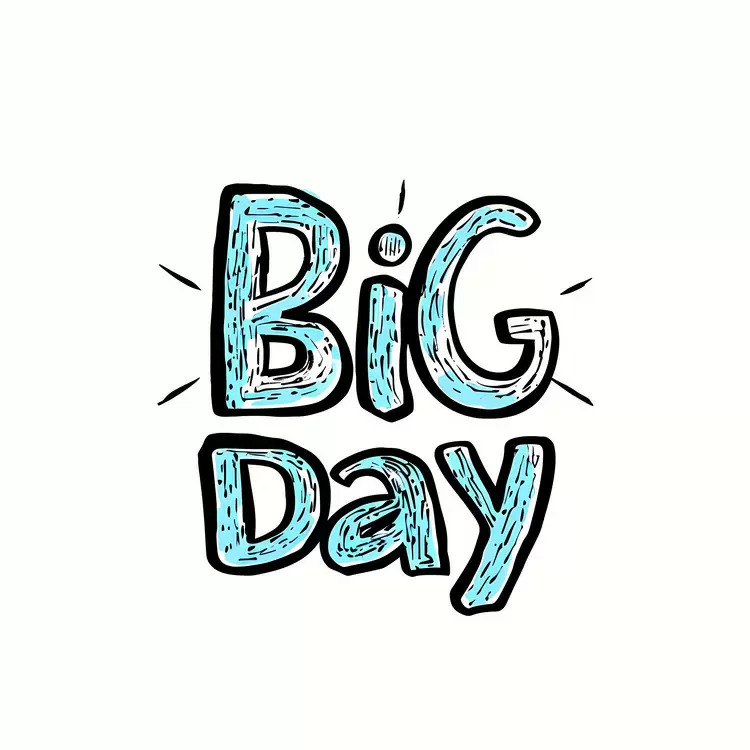 typography blue handwriting digital art big day