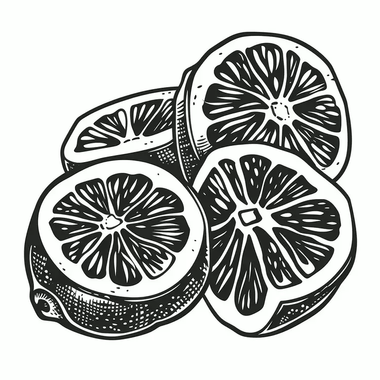 Woodcut Vintage Lemon summer theme