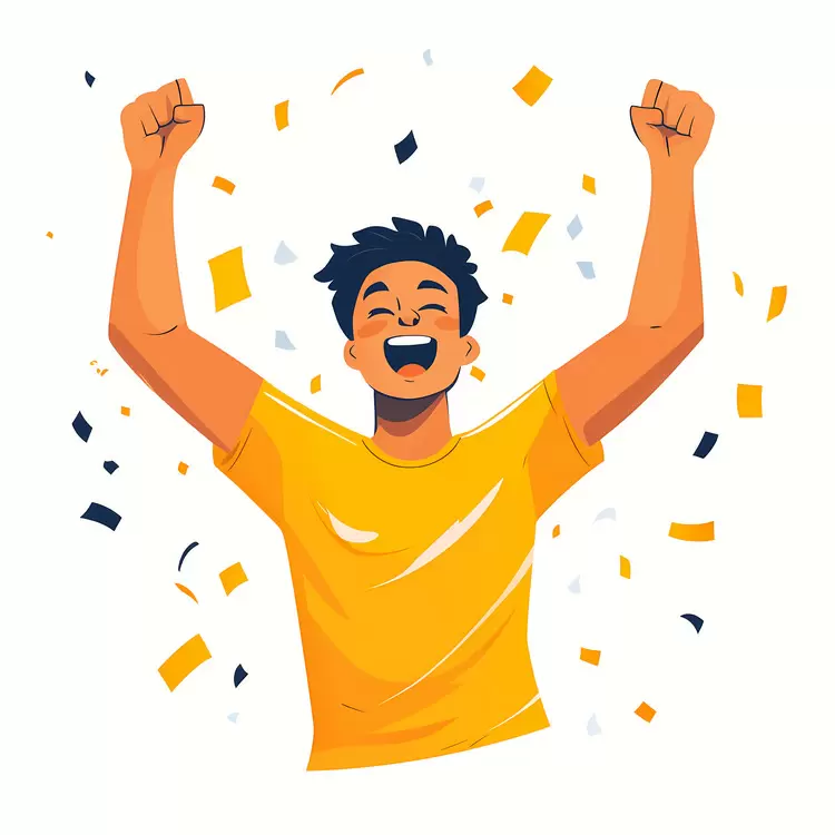 Man celebration Throwing confetti Celebrating achievement Happy man Celebrating life