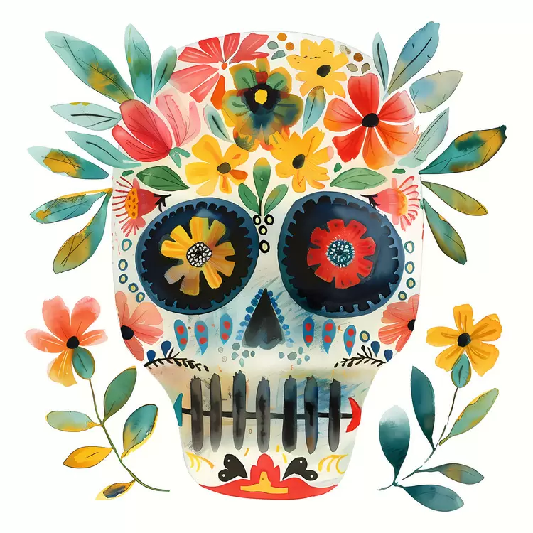 Floral Eye catching Sugar Skull Colorful Vibrant