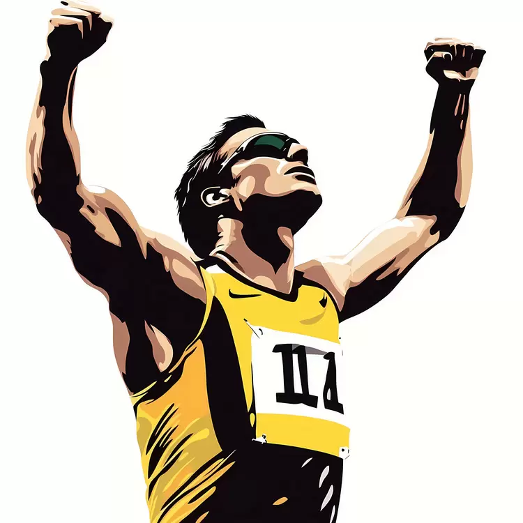 Gold medal Celebration Winner Race Winning pose