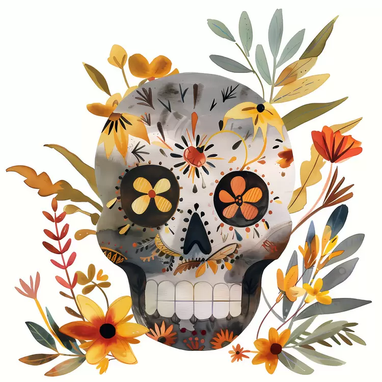 Halloween Flower wreath Sugar skull Flowers