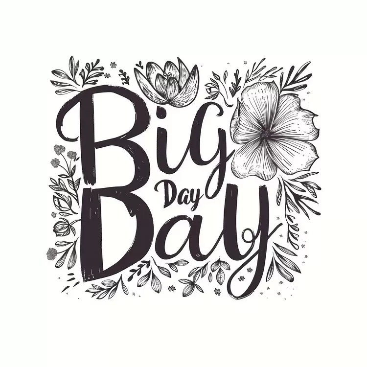 big day floral flowers black and white