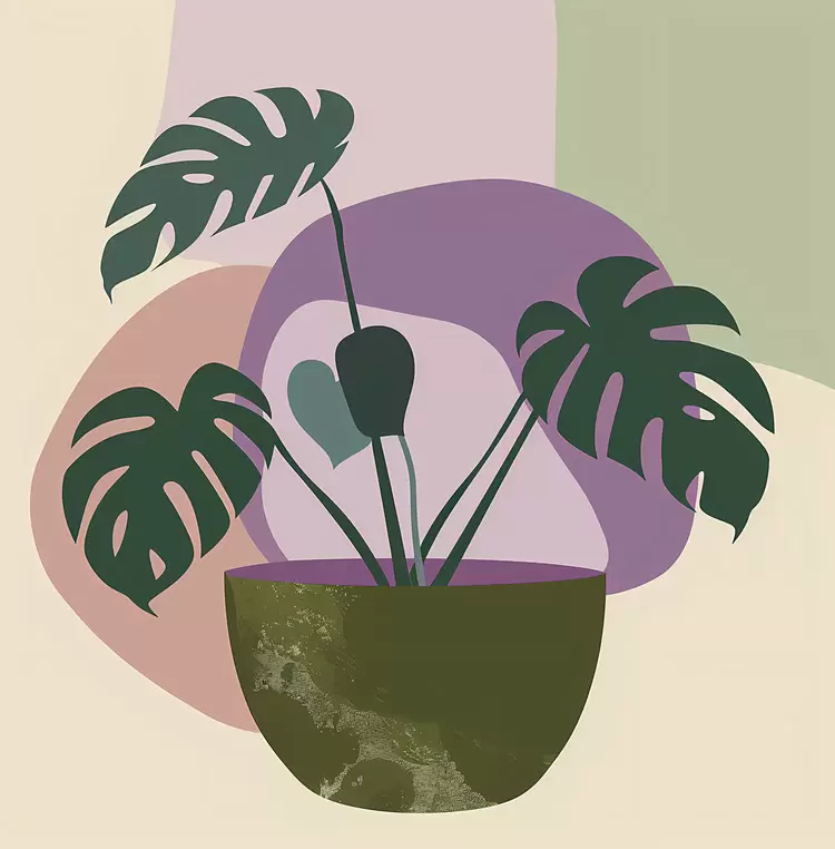 decorative abstract monstera plant vibrant