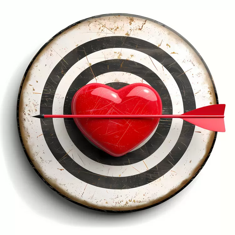 Heart on a target Target with a red heart in the middle Target dartboard Bullseye with a heart in the center Heart on dartboard
