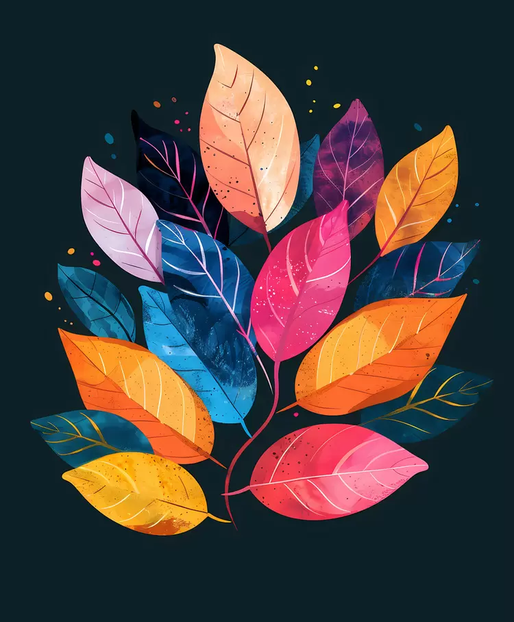 Watercolor Abstract colorful flora botanicals