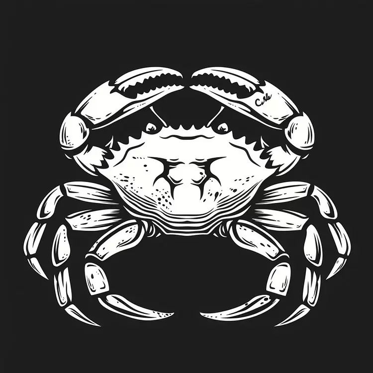 Seafood Platter Black White summer theme Crab