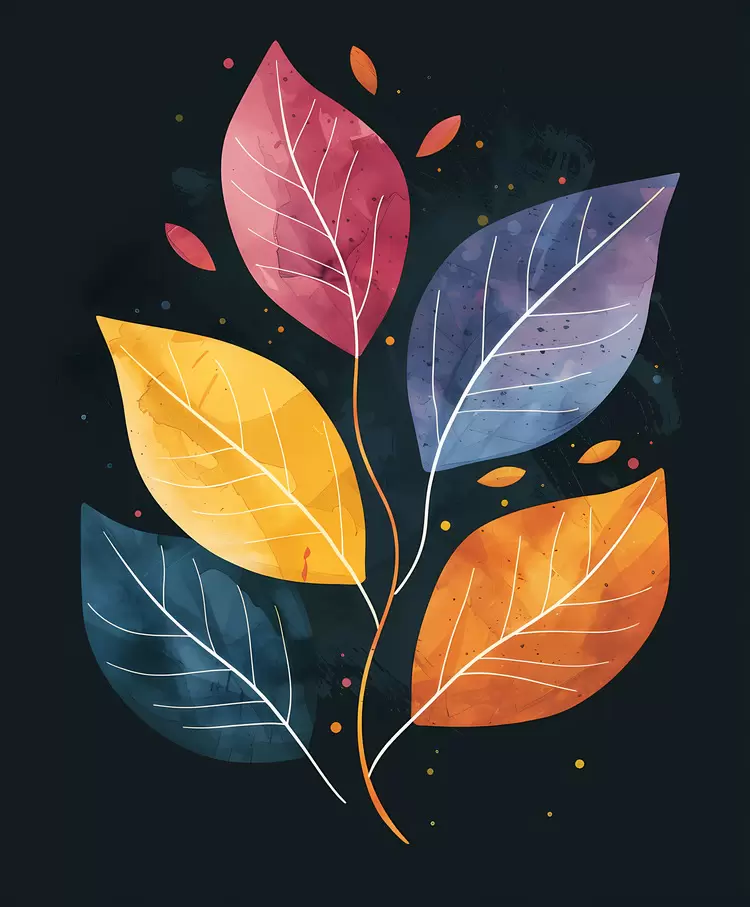Autumn Botanical Colorful Abstract Intricate