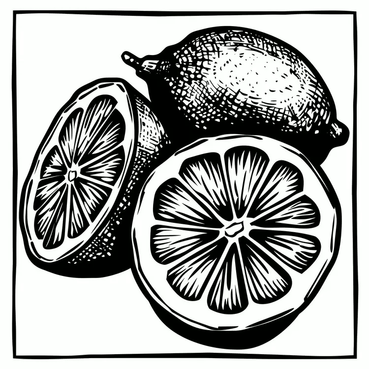 Slices cut into halfs Fresh Lemons Juicy