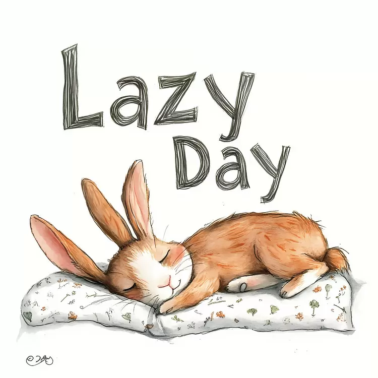 artwork animals bunnies lazy day rabbit sleeping