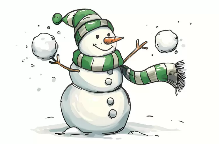 childish mounds of snow snowball happy caricature