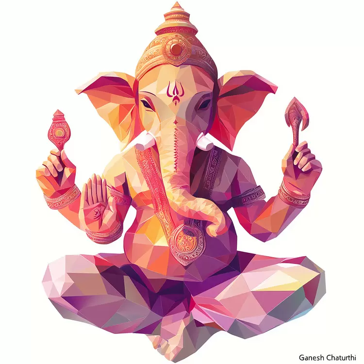 painting colorful Ganesh Chaturthi low poly abstract