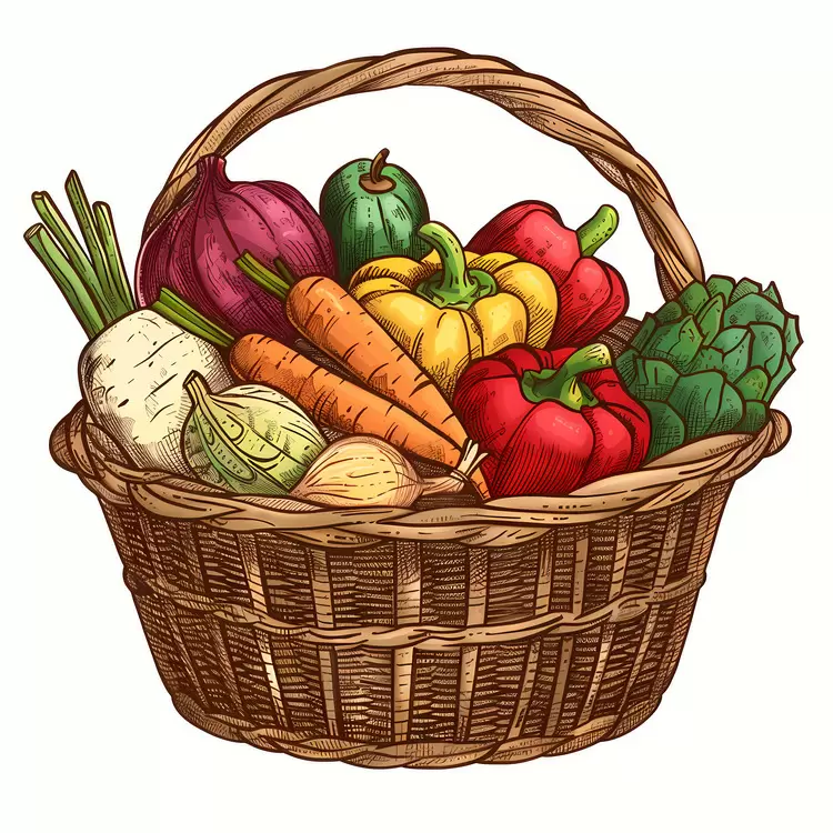 International Vegetarian Day Seasonal Farmers market Rustic Basket