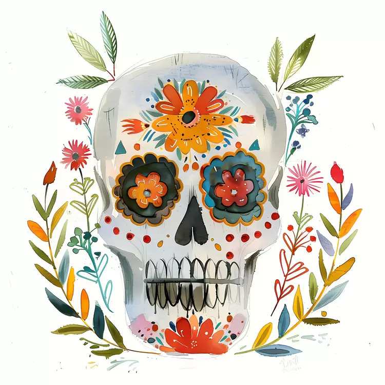 skeletons Sugar Skull rebirth intricate