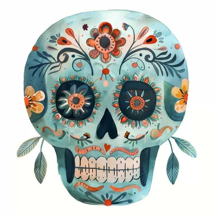 Hand-painted skull Sugar Skull Colorful skull Skull with flowers Dia de los Muertos