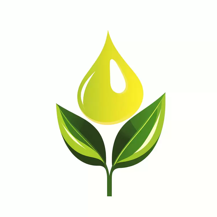 Soft Fresh Green leaf Vibrant Yellow droplet