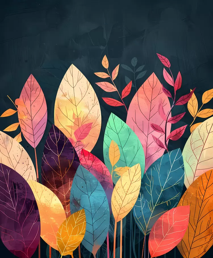 Vibrant colorful leaves Diverse