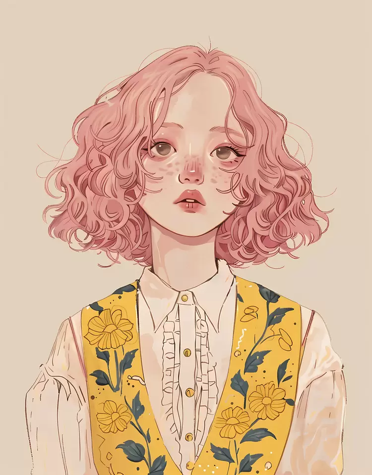 round face gold jewelry blue eyes girl floral pattern