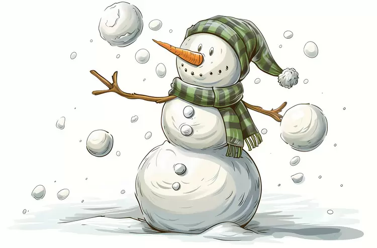 snowman snowball Cool design Winter scene Cartoon character