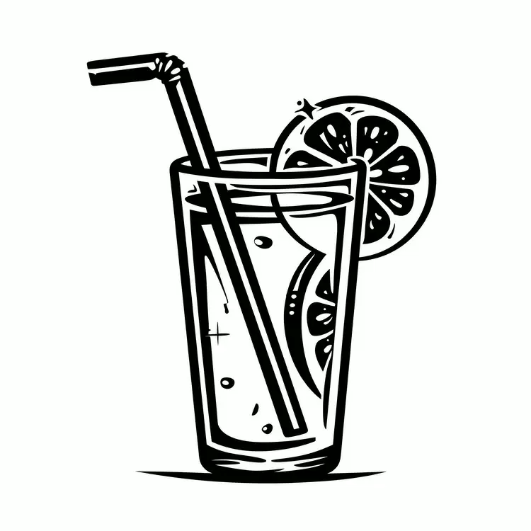 Summer drink Lemon slice Straw summer theme