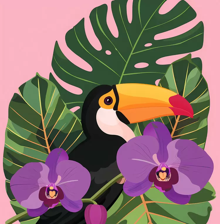 toucan toouan flower monkey plant